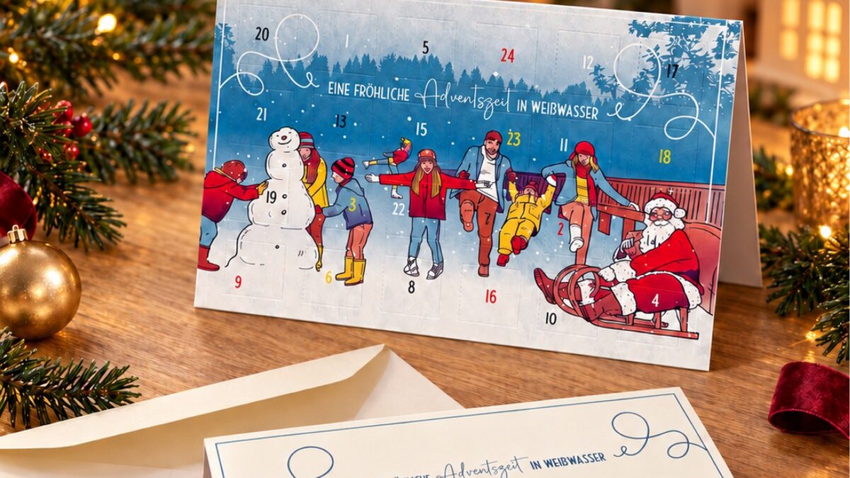 Weißwasser verkauft Adventskalender als Klappkarte